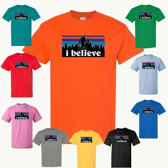 Sasquatch I Believe Trees Bigfoot Short Sleeve Tee - Picture 1 of 11